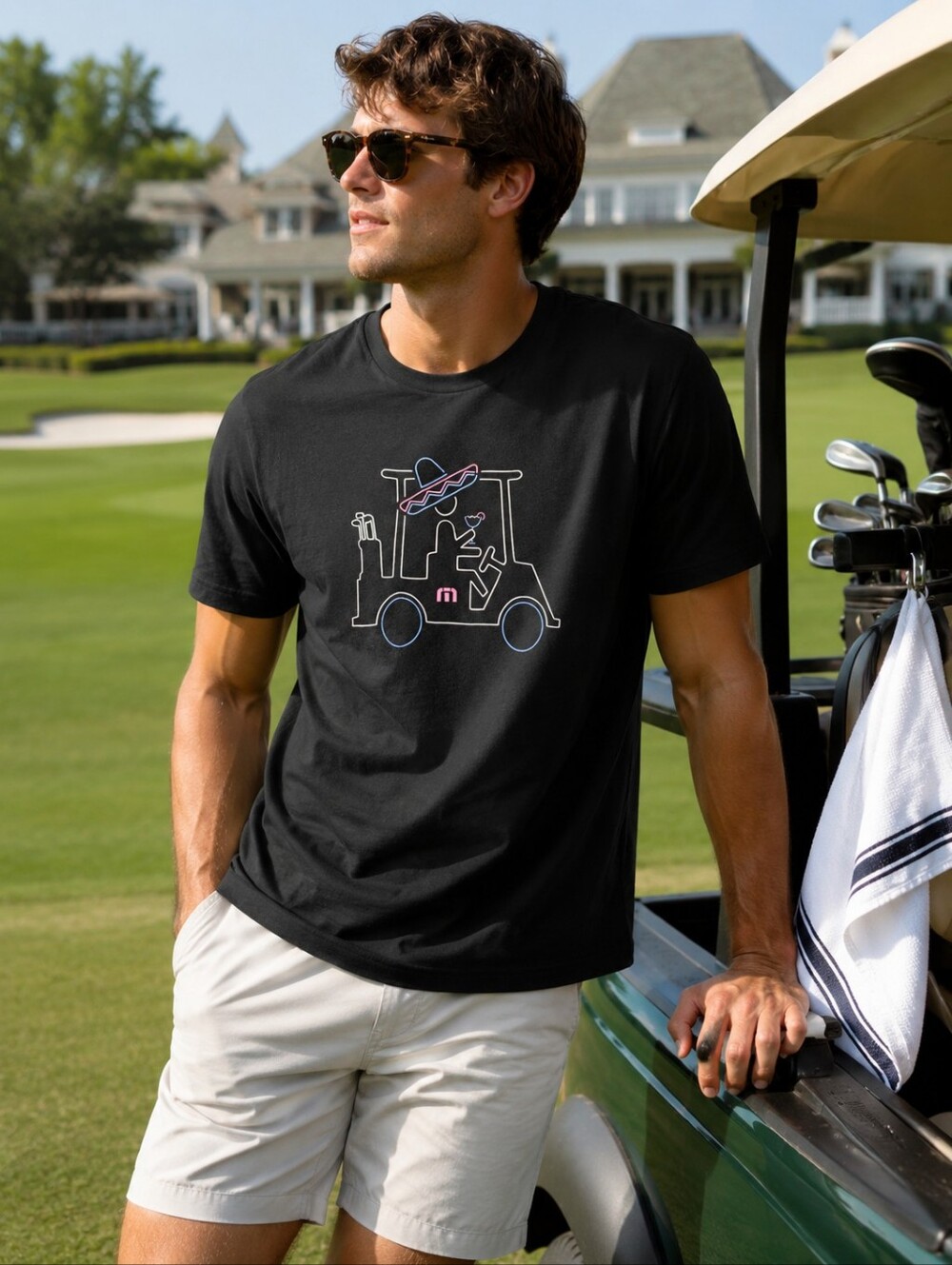 TRAVIS MATHEW Margarita Memories Graphic Tee Mens XXL Black Golf Resort